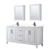Custom image for White with Matte Black Trim / Carrara Cultured Marble / Medicine Cabinets