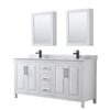 Custom image for White with Matte Black Trim / White Carrara Marble / Medicine Cabinets