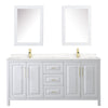Custom image for White with Brushed Gold Trim / Carrara Cultured Marble / Medicine Cabinets