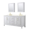 Custom image for White with Brushed Gold Trim / Carrara Cultured Marble / Medicine Cabinets