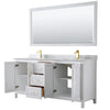 Custom image for White with Brushed Gold Trim / White Carrara Marble / 70
