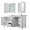 Custom image for White with Brushed Gold Trim / White Carrara Marble / Medicine Cabinets