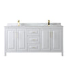 Custom image for White with Brushed Gold Trim / White Carrara Marble / No Mirror