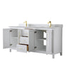 Custom image for White with Brushed Gold Trim / White Carrara Marble / No Mirror