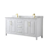 Custom image for White with Brushed Gold Trim / White Carrara Marble / No Mirror