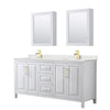 Custom image for White with Brushed Gold Trim / Giotto Quartz / Medicine Cabinets