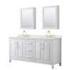 Custom image for White with Brushed Gold Trim / Giotto Quartz / Medicine Cabinets