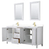 Custom image for White with Brushed Gold Trim / White Cultured Marble / 24