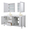 Custom image for White with Brushed Gold Trim / White Quartz / Medicine Cabinets