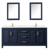 Custom image for Dark Blue with Brushed Gold Trim / Carrara Cultured Marble / Medicine Cabinets