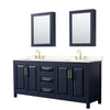 Custom image for Dark Blue with Brushed Gold Trim / Carrara Cultured Marble / Medicine Cabinets