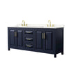 Custom image for Dark Blue with Brushed Gold Trim / Carrara Cultured Marble / No Mirror