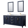 Custom image for Dark Blue with Brushed Gold Trim / White Carrara Marble / 24