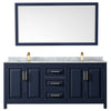 Custom image for Dark Blue with Brushed Gold Trim / White Carrara Marble / 70