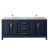Custom image for Dark Blue with Brushed Gold Trim / White Carrara Marble / No Mirror