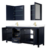 Custom image for Dark Blue with Brushed Gold Trim / White Cultured Marble / Medicine Cabinets