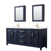 Custom image for Dark Blue with Brushed Gold Trim / White Cultured Marble / Medicine Cabinets