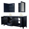 Custom image for Dark Blue with Brushed Gold Trim / White Cultured Marble / Medicine Cabinets