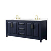 Custom image for Dark Blue with Brushed Gold Trim / White Cultured Marble / No Mirror