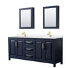 Custom image for Dark Blue with Brushed Gold Trim / White Quartz / Medicine Cabinets