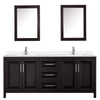Custom image for Dark Espresso with Polished Chrome Trim / Carrara Cultured Marble / Medicine Cabinets