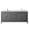 Custom image for Dark Gray with Polished Chrome Trim / White Carrara Marble / No Mirror