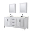 Custom image for White with Matte Black Trim / Carrara Cultured Marble / Medicine Cabinets