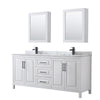 Custom image for White with Matte Black Trim / White Carrara Marble / Medicine Cabinets