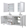 Custom image for White with Matte Black Trim / White Cultured Marble / Medicine Cabinets