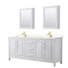 Custom image for White with Brushed Gold Trim / Carrara Cultured Marble / Medicine Cabinets