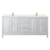 Custom image for White with Brushed Gold Trim / Carrara Cultured Marble / No Mirror