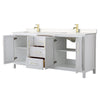 Custom image for White with Brushed Gold Trim / Carrara Cultured Marble / No Mirror
