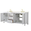 Custom image for White with Brushed Gold Trim / Carrara Cultured Marble / No Mirror