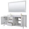 Custom image for White with Brushed Gold Trim / White Carrara Marble / 70