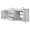 Custom image for White with Brushed Gold Trim / White Carrara Marble / No Mirror