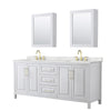 Custom image for White with Brushed Gold Trim / Giotto Quartz / Medicine Cabinets
