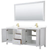 Custom image for White with Brushed Gold Trim / White Cultured Marble / 70