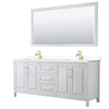 Custom image for White with Brushed Gold Trim / White Cultured Marble / 70