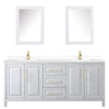 Custom image for White with Brushed Gold Trim / White Cultured Marble / Medicine Cabinets