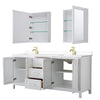 Custom image for White with Brushed Gold Trim / White Cultured Marble / Medicine Cabinets