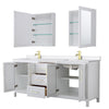 Custom image for White with Brushed Gold Trim / White Quartz / Medicine Cabinets