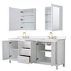 Custom image for White with Brushed Gold Trim / White Quartz / Medicine Cabinets