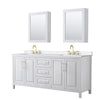 Custom image for White with Brushed Gold Trim / White Quartz / Medicine Cabinets