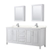 Custom image for White with Polished Chrome Trim / Carrara Cultured Marble / Medicine Cabinets