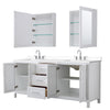 Custom image for White with Polished Chrome Trim / White Cultured Marble / Medicine Cabinets