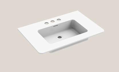 X-Stone Top/Basin, 30" x 20" x 1/2", Round Corners