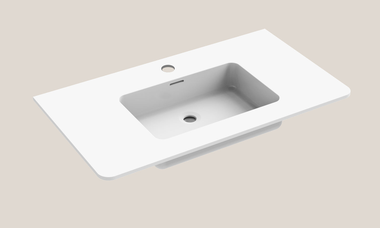 X-Stone Top/Basin, 36" x 20" x 1/2", Round Corners