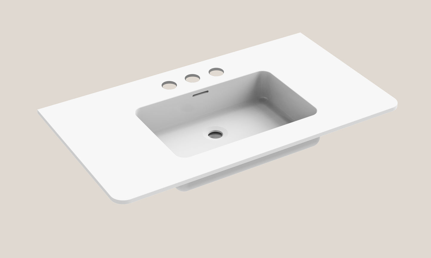 X-Stone Top/Basin, 36" x 20" x 1/2", Round Corners