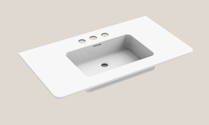 X-Stone Top/Basin, 36" x 20" x 1/2", Round Corners