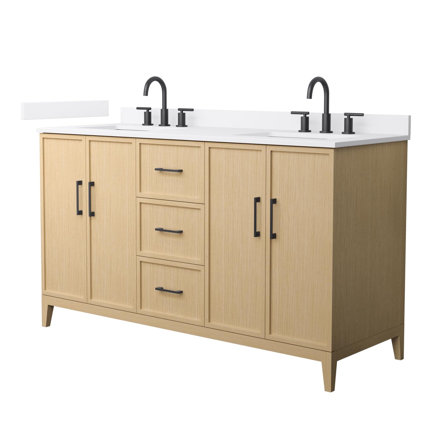 Elan Bathroom Vanity with Countertop 60 inch Double Sink 3-hole Faucet Setup